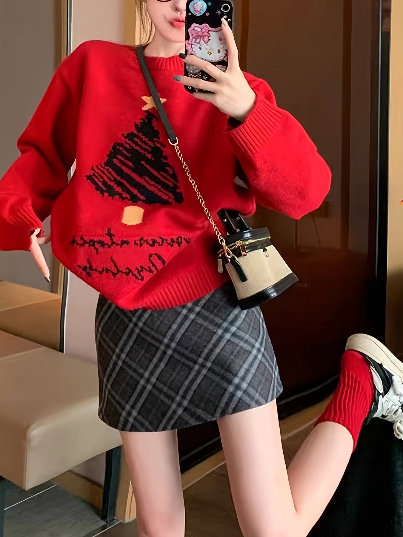 Festive Christmas Tree Crew Neck Sweater - Women's Stylish Long Sleeve Pullovers for Fall & Winter - Cozy, Soft, and Warm Clothing for Ladies
