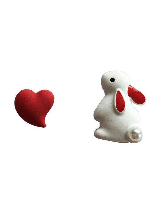 xakxx Cute Love Rabbit Shape Asymmetric Earrings