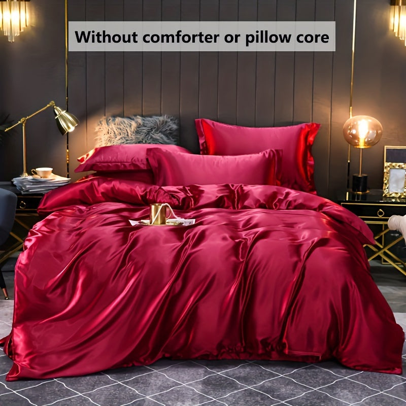 3pcs Luxury Soft Satin Duvet Cover Set - Breathable, Sweat-wicking, Skin-friendly, and Comfortable - Perfect for Bedroom and Living Room, Machine Washable, Easy Care