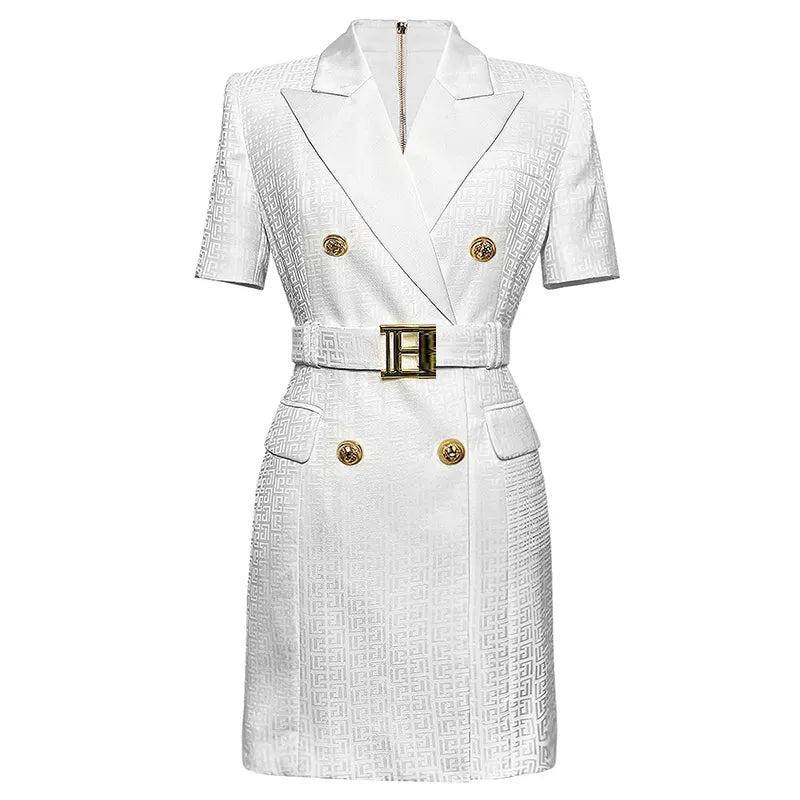 Womens Work Dresses Luxury Designer Clothes Fashion Elegant Office Dresses Suit Jacket Skirt With Big Buckle Waist Belt Business Outfit S-XXXL