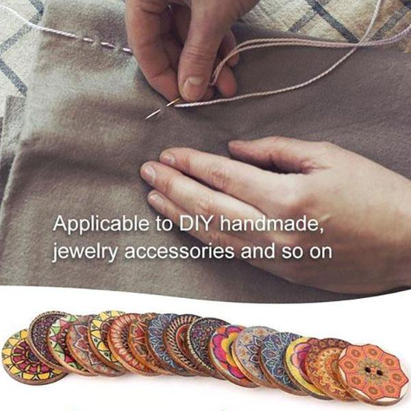 xakxx About 100Pcs Multi-Color Wooden Round Sewing Buttons For DIY Craft Decoration