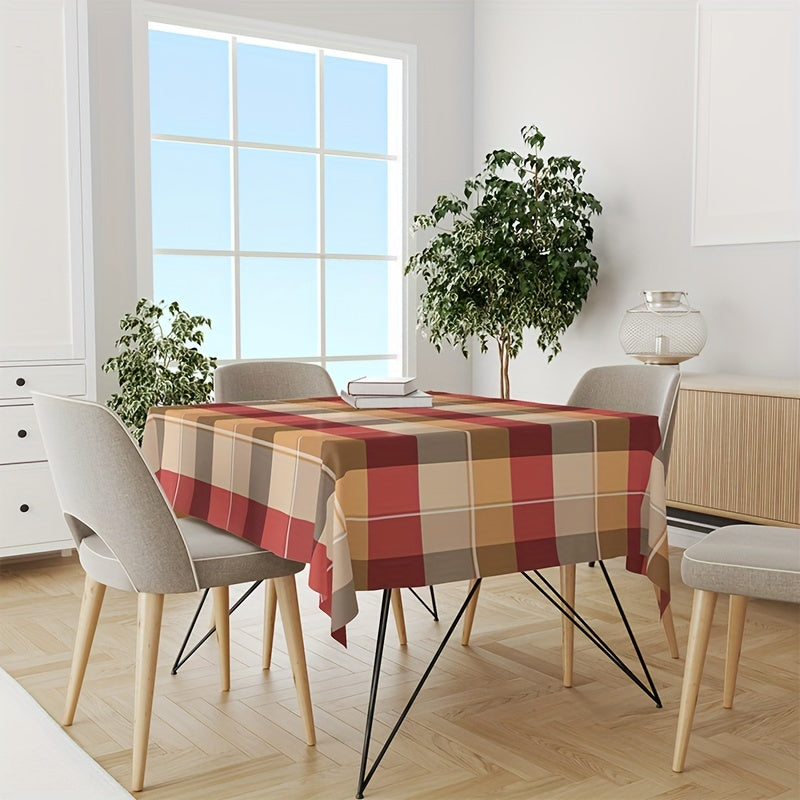 1pc Vintage-Inspired Red Plaid Tablecloth - Stylish, Water-Resistant, and Easy-to-Clean Decoration for Picnic, Party, Wedding, Indoor, and Outdoor Events - Adds Rustic Charm to Your Kitchen and Dining Area
