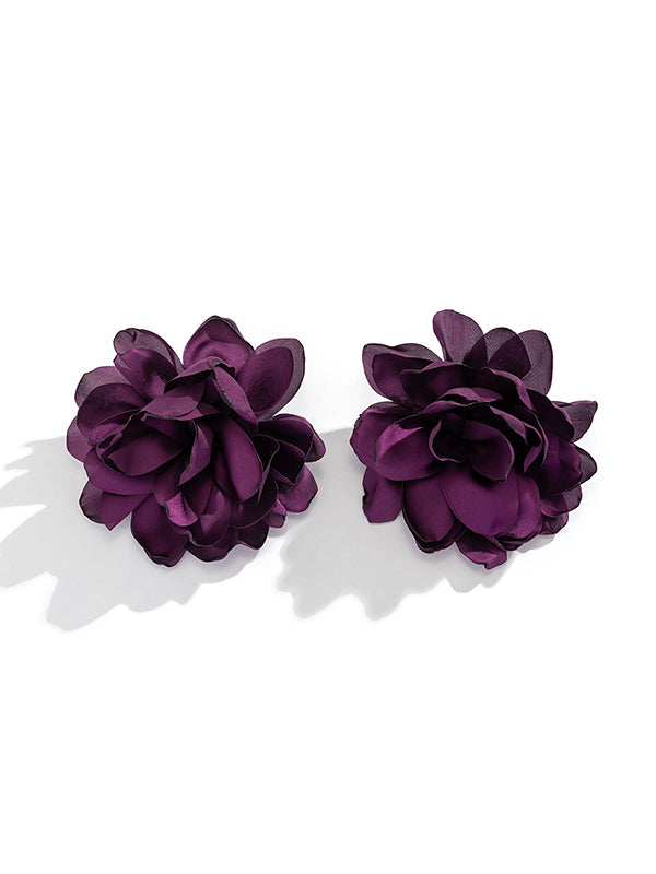 xakxx Solid Color Three-Dimensional Flower Drop Earrings