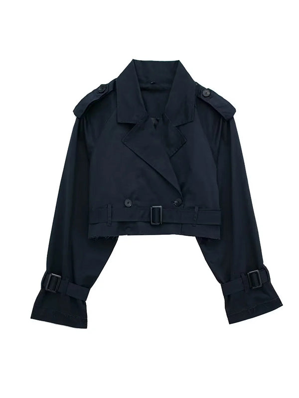 xakxx Long Sleeves Loose Split-Joint Lapel Jackets