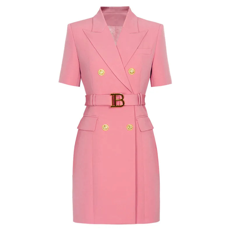 Womens Work Dresses Luxury Designer Clothes Fashion Elegant Office Dresses Suit Jacket Skirt With Big Buckle Waist Belt Business Outfit S-XXXL