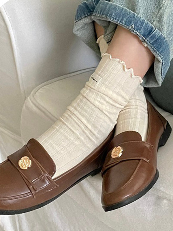 xakxx Pleated Wood Ear Lace Socks