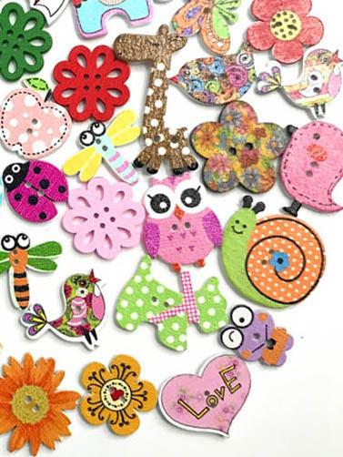 xakxx Colorful Cartoon Animal Pattern Buttons