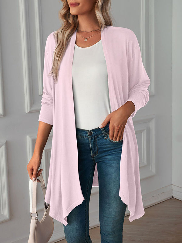 xakxx Long Sleeves Loose Solid Color Statement Collar Outerwear