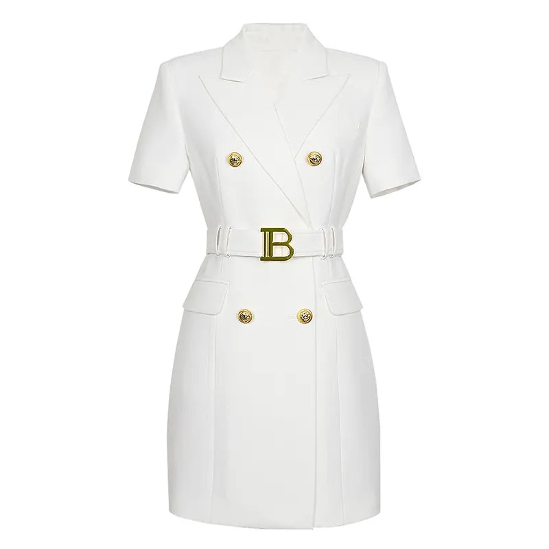 Womens Work Dresses Luxury Designer Clothes Fashion Elegant Office Dresses Suit Jacket Skirt With Big Buckle Waist Belt Business Outfit S-XXXL