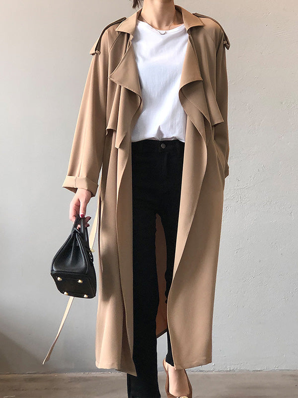xakxx Khaki&Black Vintage Notched Collar Thin Trench Coat