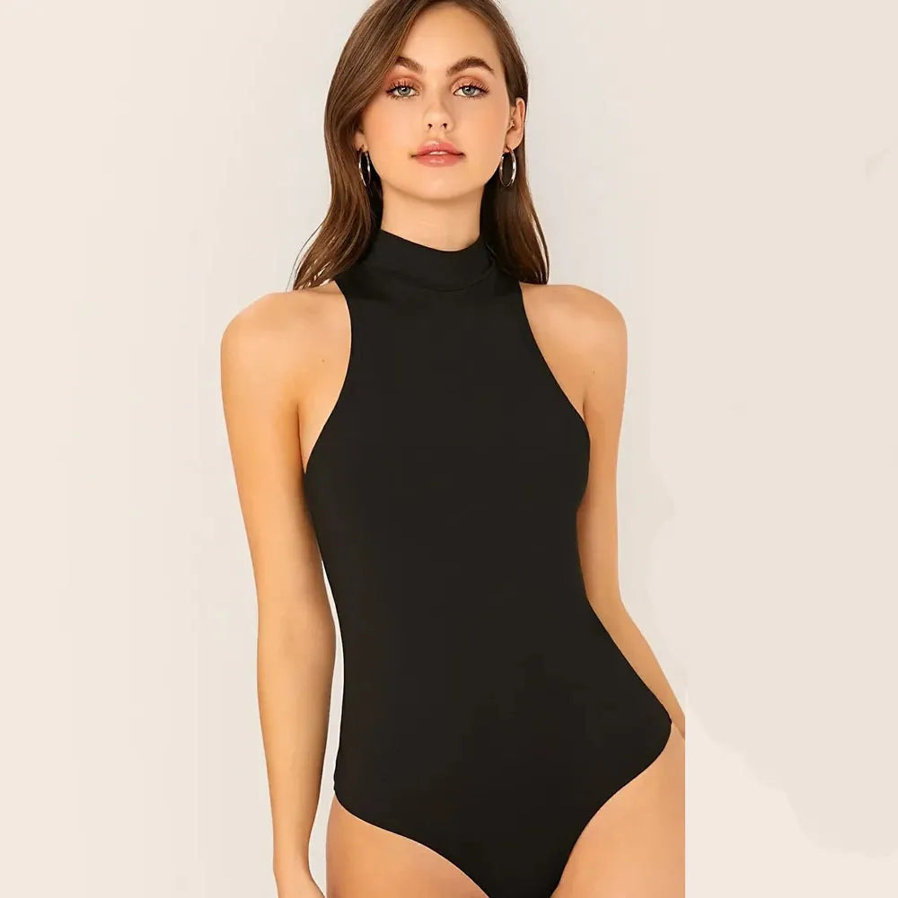 Spring Autumn Women's Long Sleeve Buttoned Skinny Bodysuit Turn Down Collar Sexy Body Top Patchwork Jumpsuit Femme New 210415