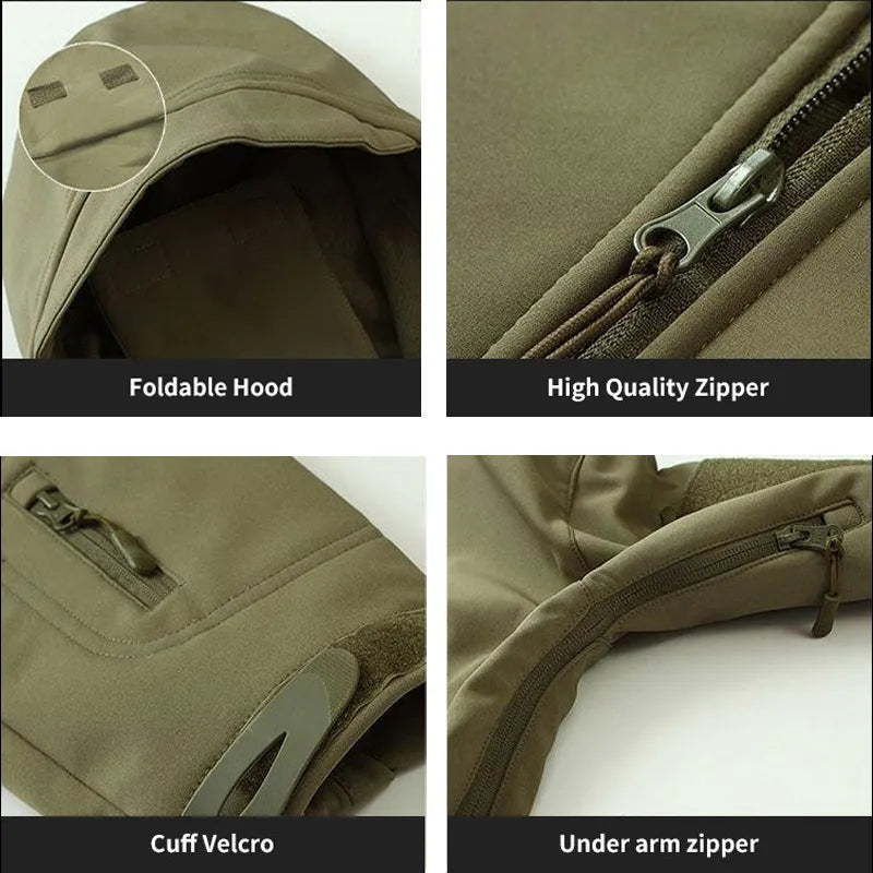 Military Outdoor Jackets Tactical Waterproof Windbreaker Army Combat Jacket Men Shark Skin Soft Shell Hooded Clothes