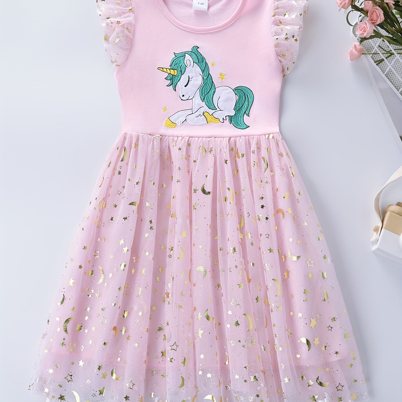 Adorable Girls Unicorn Tutu Dress - Handcrafted with Sparkling Sequins and Soft 100% Cotton - Magical Embroidery, Fluttering Trim, and Layered Tutu - Perfect for Parties and a Dreamy Gift for Sweethearts