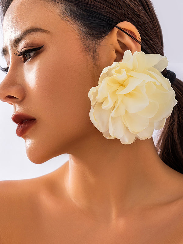 xakxx Solid Color Three-Dimensional Flower Drop Earrings