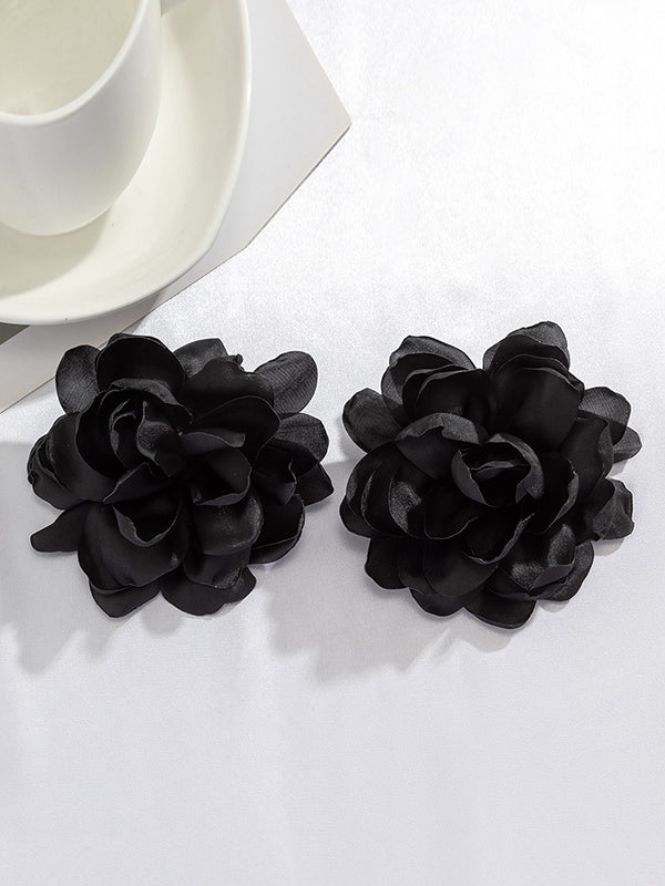 xakxx Solid Color Three-Dimensional Flower Drop Earrings