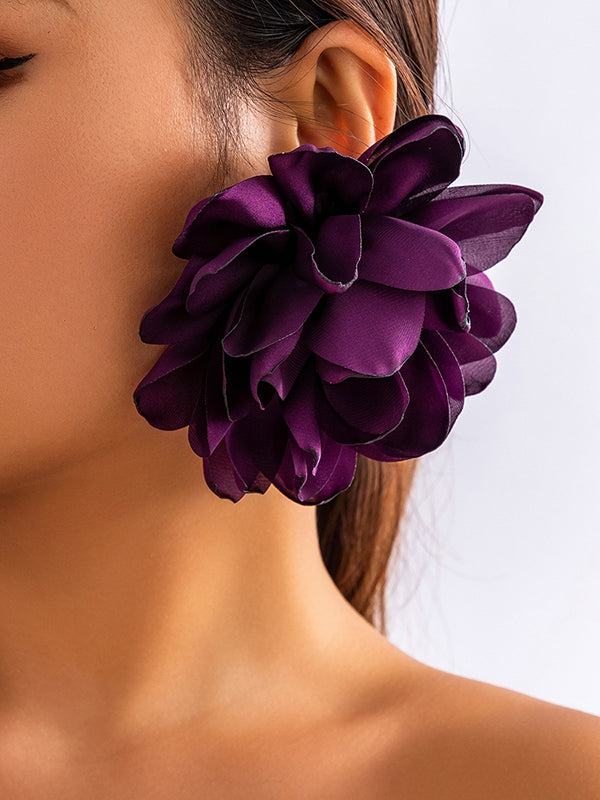 xakxx Solid Color Three-Dimensional Flower Drop Earrings