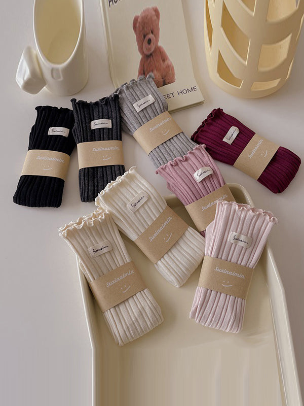 xakxx Pleated Wood Ear Lace Socks