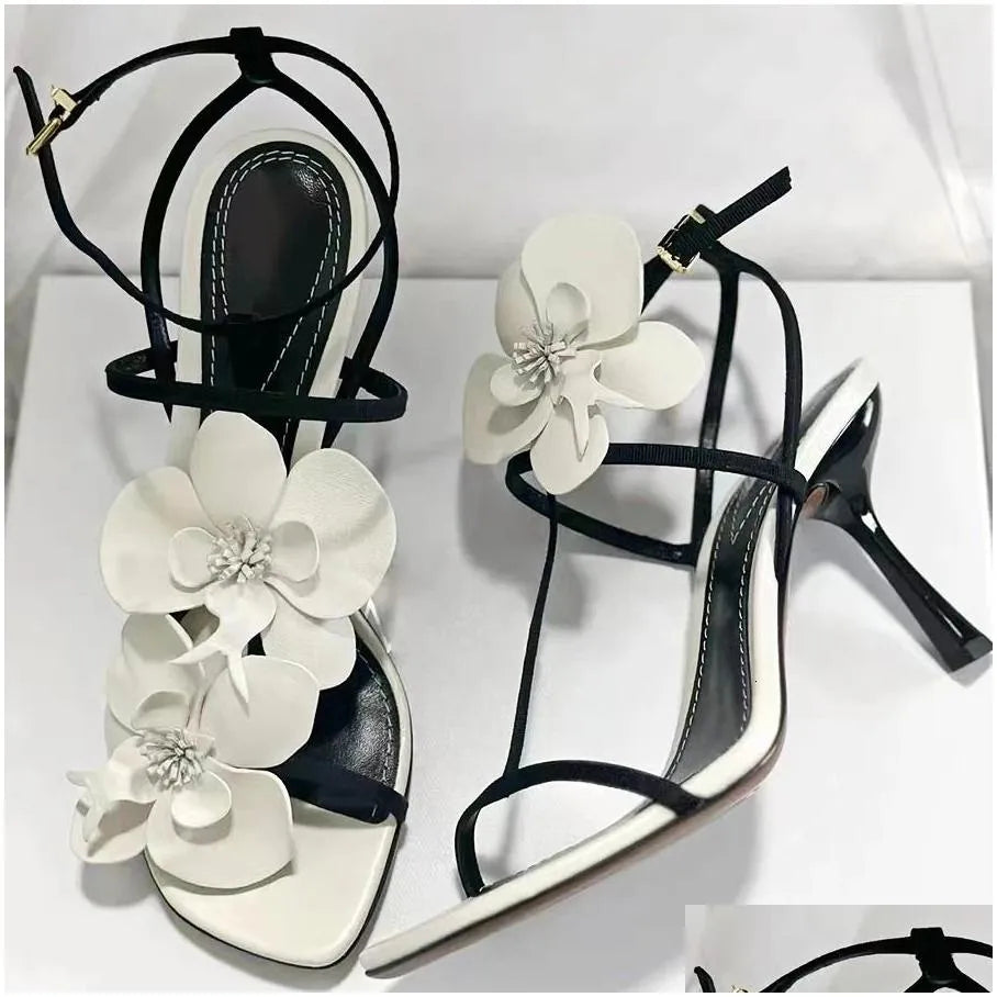 Sandals Flower Luxury Designer High Heels Women Fashion Female Summer Slingback Brand Party Dress Drop Delivery Shoes Accessories Dhras