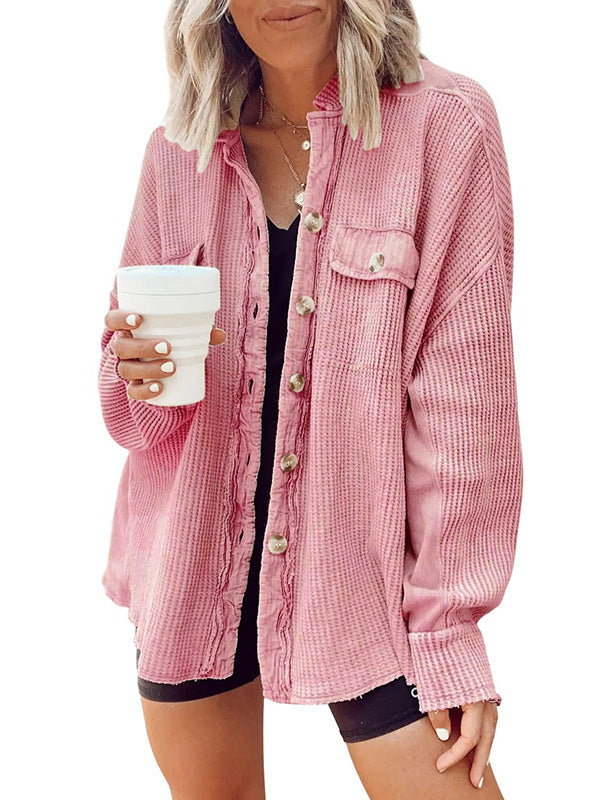 xakxx Vintage Loose Irregular Solid Color With Pockets Jackets