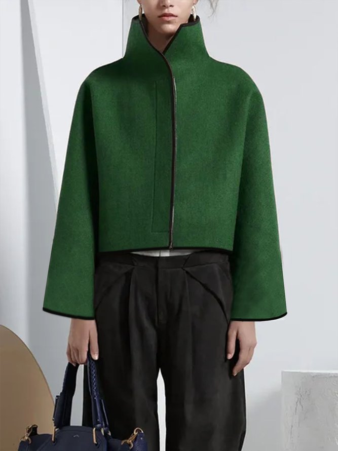 xakxx Vintage Loose Solid Color Stand Collar Jackets