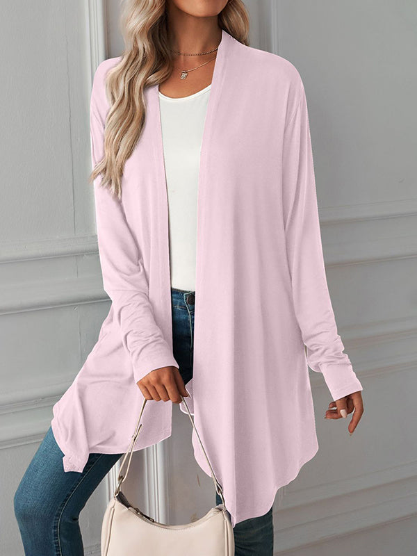 xakxx Long Sleeves Loose Solid Color Statement Collar Outerwear