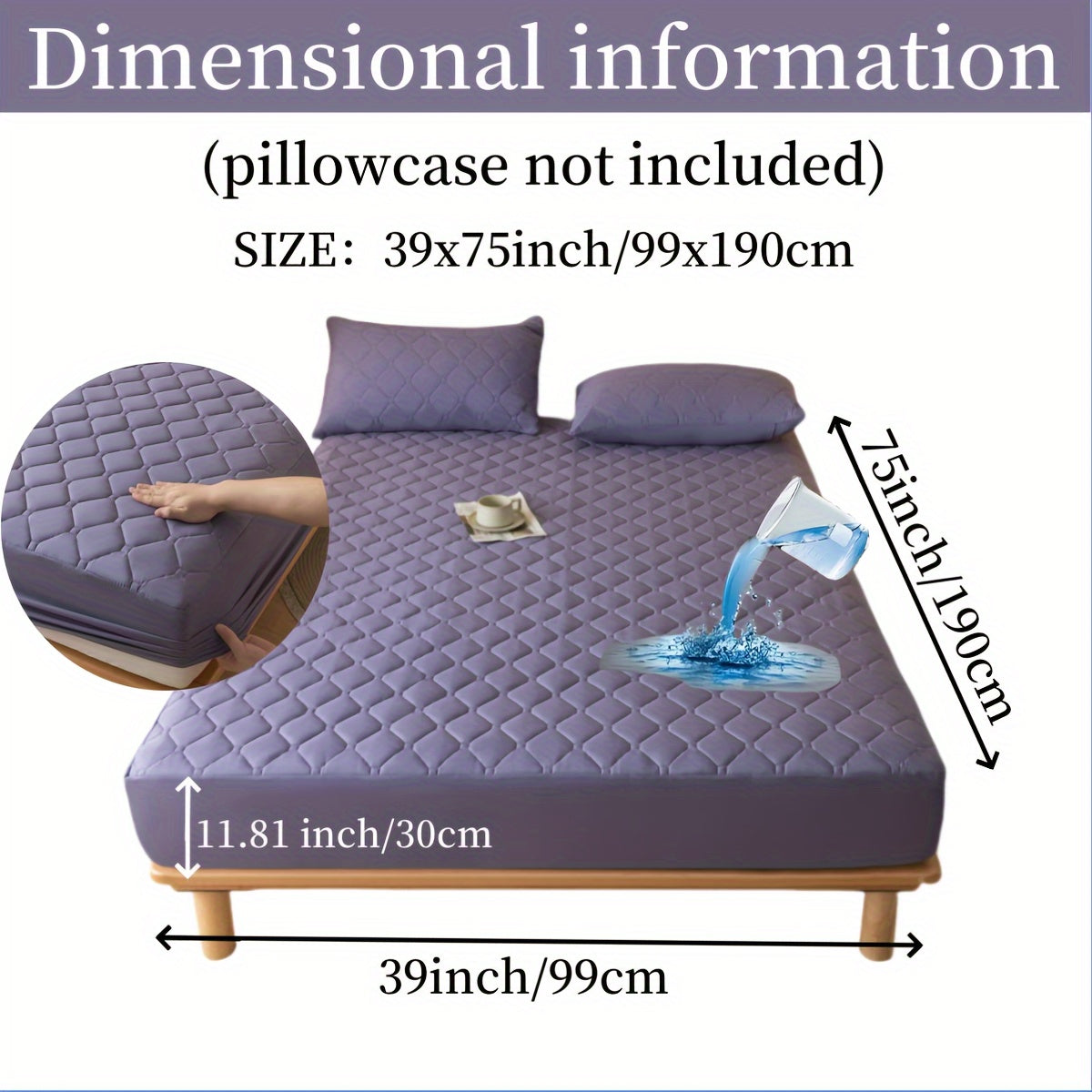 1pc Luxurious Waterproof Mattress Protector - Noiseless, Embossed, Dustproof, Thick, Breathable, Washable, Incontinence Protection - Ideal for Single, Twin, Full, Queen, King Bed Sizes, Bedroom, Guest Room, Apartment, School