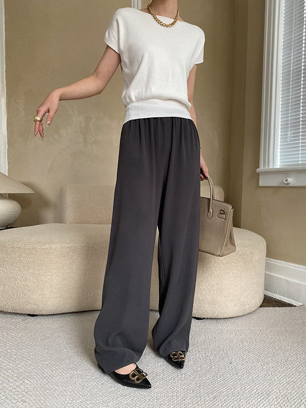 xakxx Stylish Loose Solid Color Boat Neck Knitwear Pullovers Tops