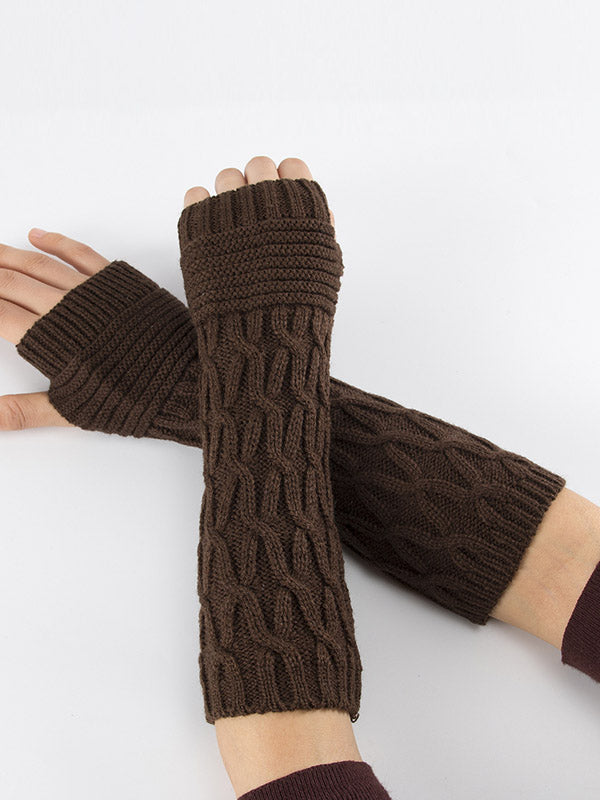xakxx Solid Color Keep Warm Jacquard Knitted Sleevelet