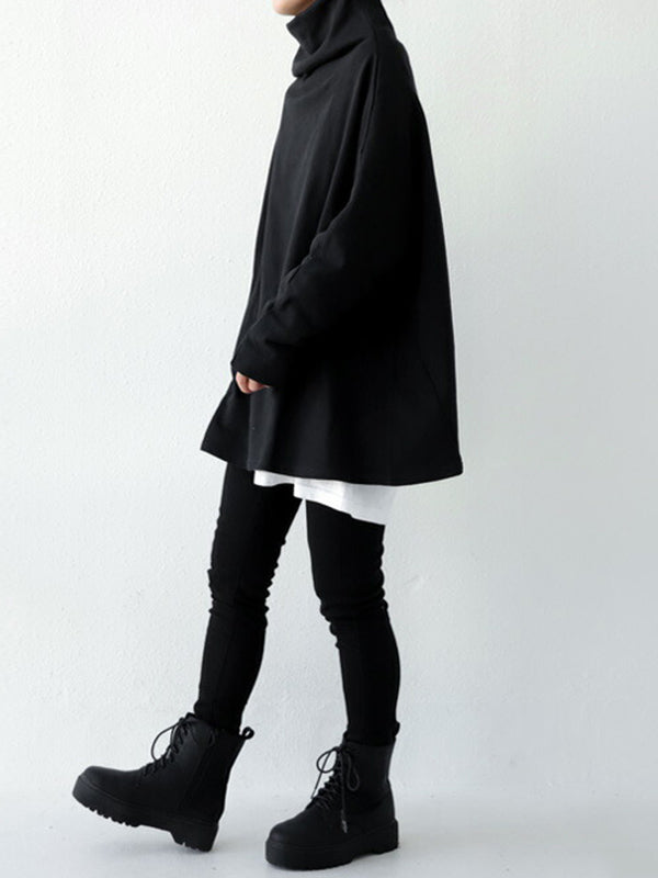xakxx Urban Black&Gray High-Neck Long Sleeve Oversize T-Shirt