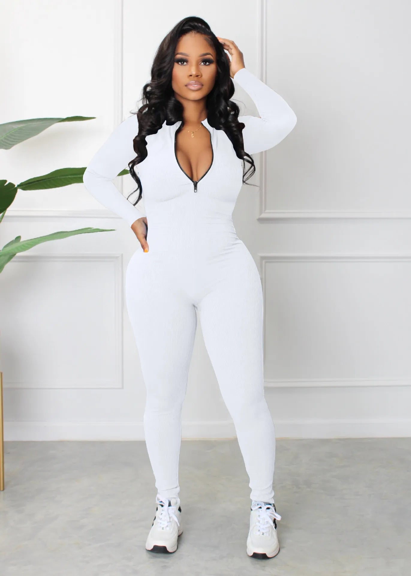 Zipper Tight Jumpsuit Romper Women Sexy Long Sleeved Slim Jumpsuits Outfits Clubwear Free Ship