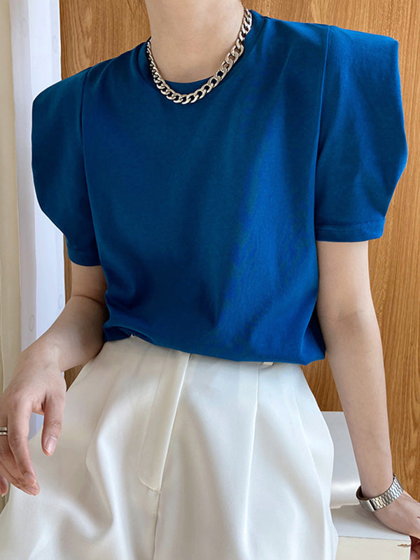xakxx Original Puff Sleeve Round-Neck Casual T-Shirts