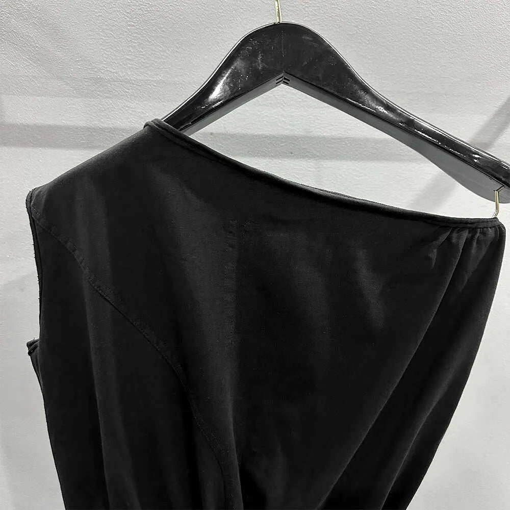 Cargo Jumpsuit Fashion Designer Women Tops Shirt New Summer Solid Black One Shoulder Elastic Waist Casual Style FZ2404092