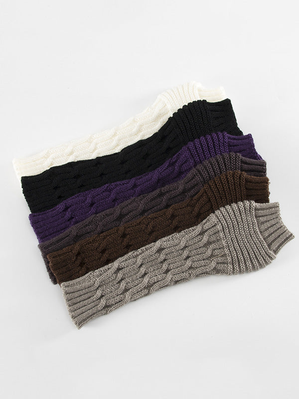 xakxx Solid Color Keep Warm Jacquard Knitted Sleevelet