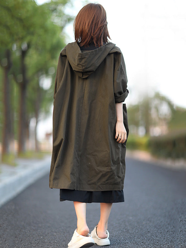xakxx Original Solid Hooded Long Sleeve Outerwear&Coat