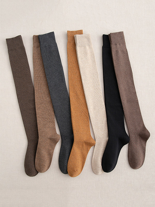 xakxx Casual Skinny Leg Solid Color Stockings Accessories