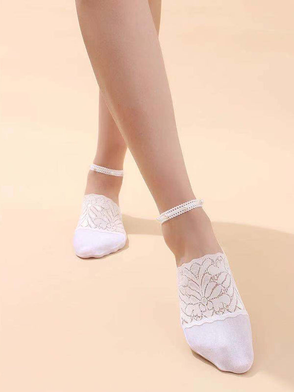 xakxx Casual Split-Joint Lace With Beads Socks Accessories