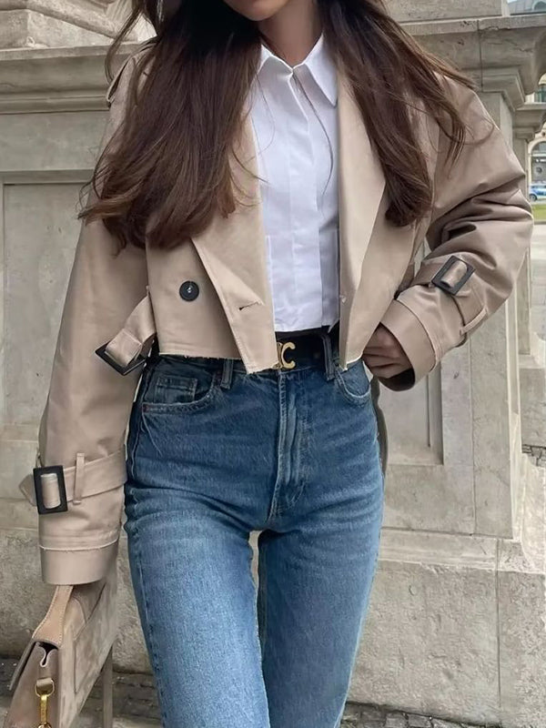 xakxx Long Sleeves Loose Split-Joint Lapel Jackets