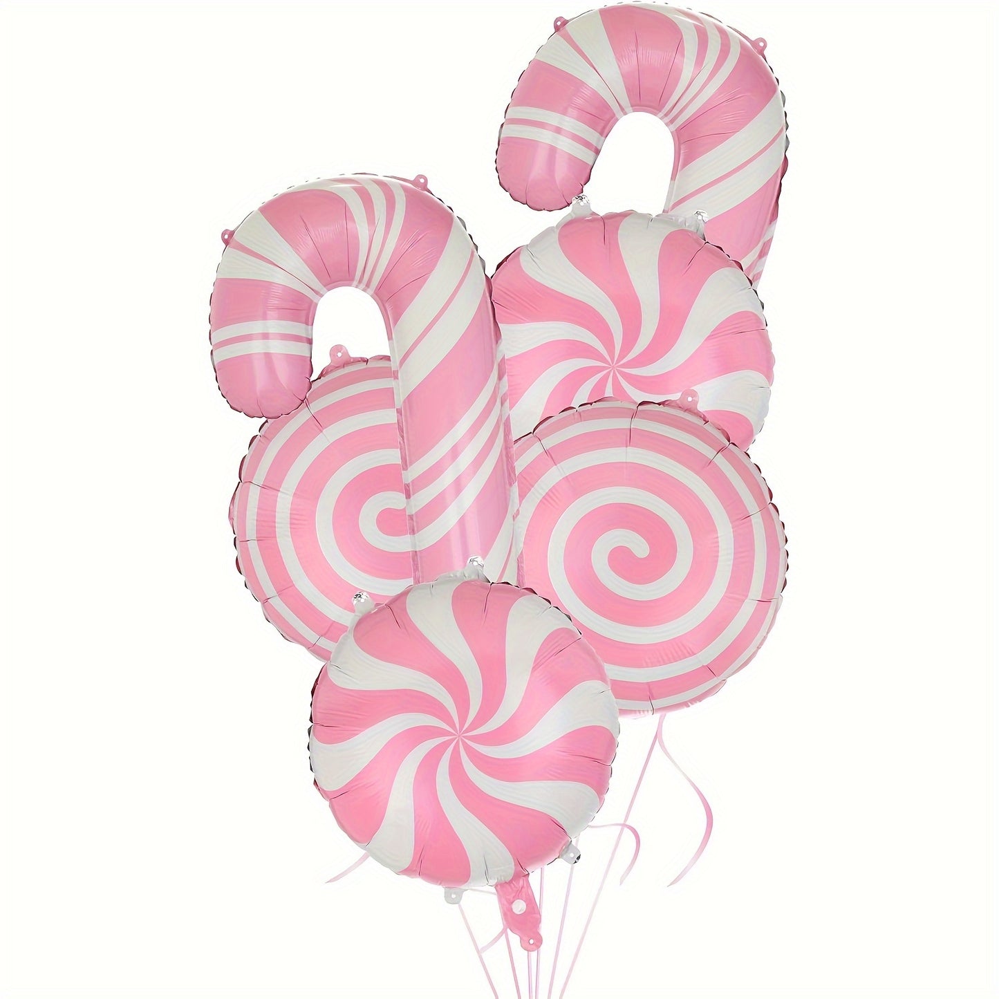 6pcs 18-inch Pink Candy Windmill Round Ball Large Crutch Christmas Stick Balloon Christmas New Year Party Decoration Balloon, Best for Christmas