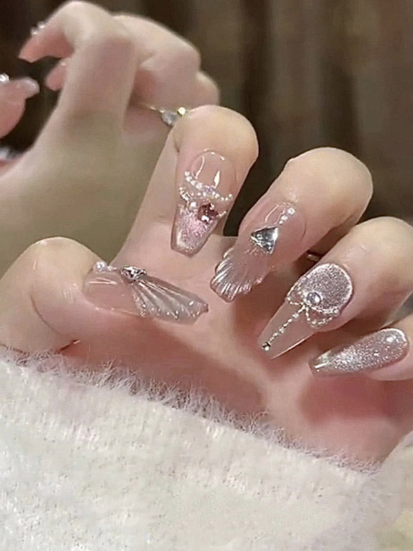 xakxx Detachable Gradient Rhine Stones Press-On Nails