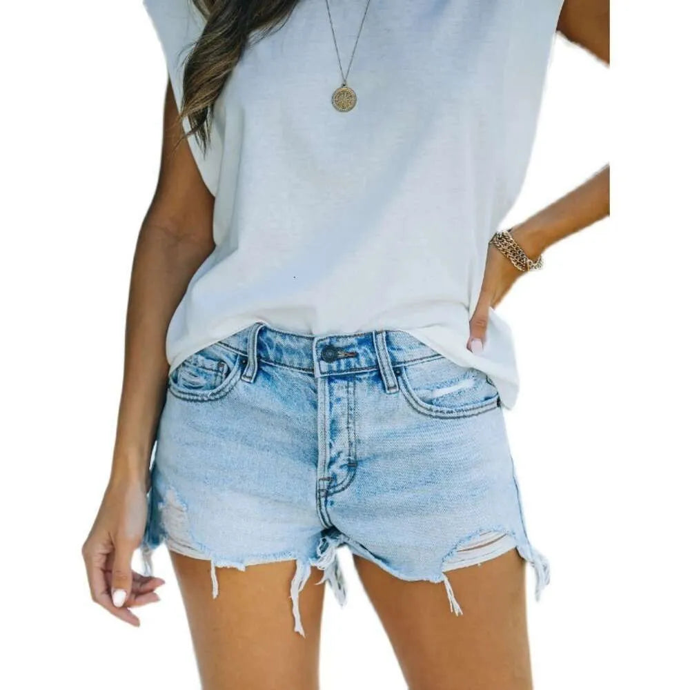 Distressed Tassel Women's Shorts Super Hot Denim