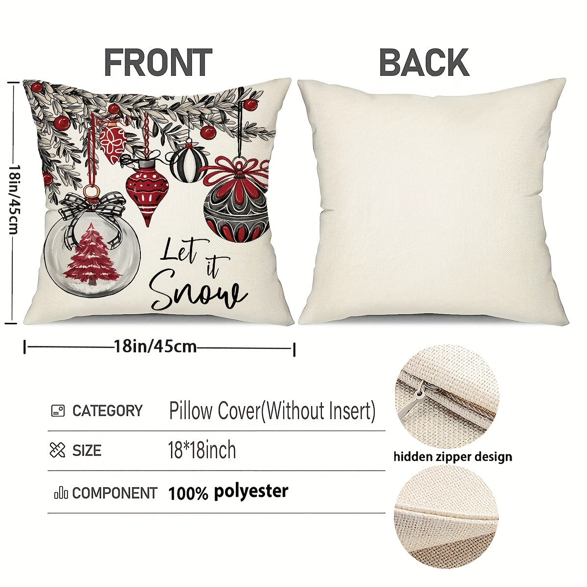 2pcs, Christmas Throw Pillow Covers, 18in*18in Christmas Tree Decorative Home Decor Cushion Covers, Farmhouse Winter Holiday Home Decor Pillowcases, For Porch Patio Couch Sofa Living Room Outdoor, Without Pillow Inserts