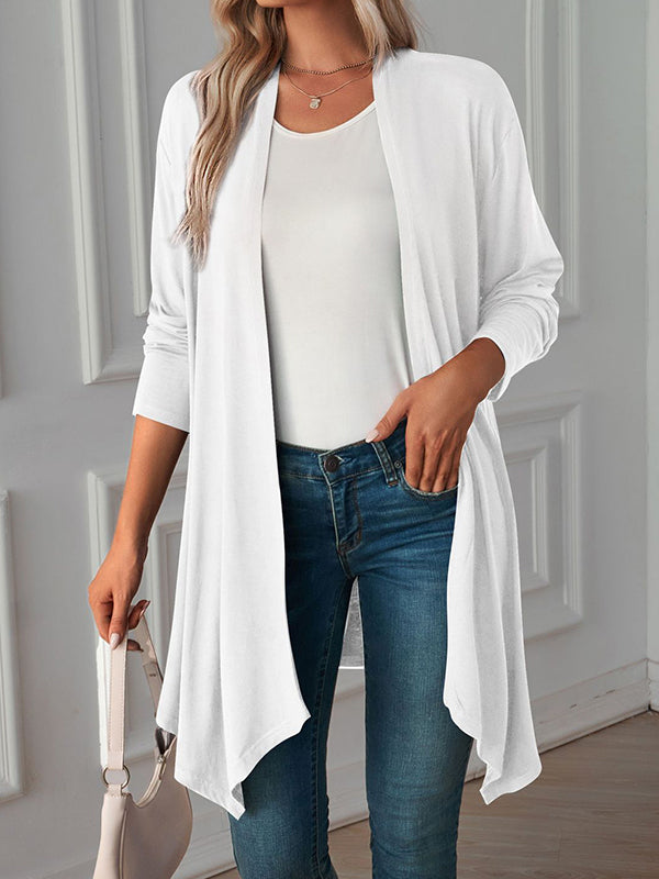 xakxx Long Sleeves Loose Solid Color Statement Collar Outerwear