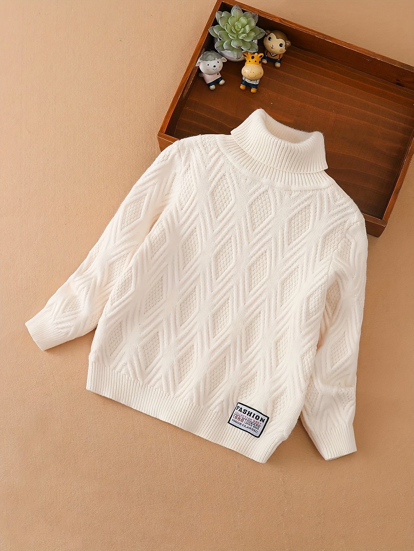 KUYEEBEAR Boys Casual Turtleneck Long Sleeve Knit Pullover Sweater For Fall/Winter