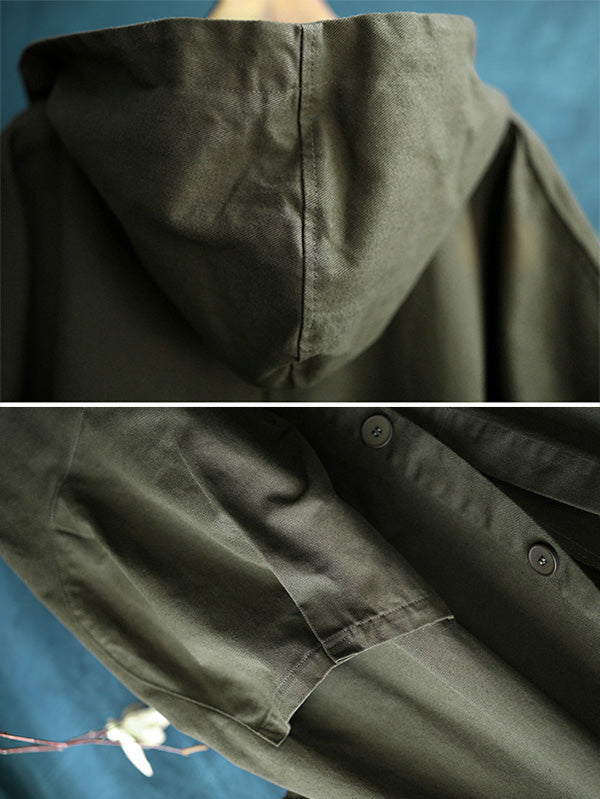 xakxx Original Solid Hooded Long Sleeve Outerwear&Coat