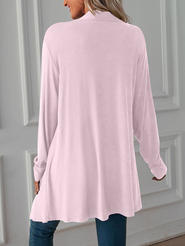 xakxx Long Sleeves Loose Solid Color Statement Collar Outerwear