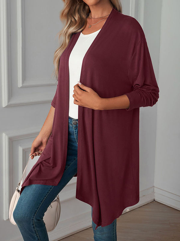 xakxx Long Sleeves Loose Solid Color Statement Collar Outerwear