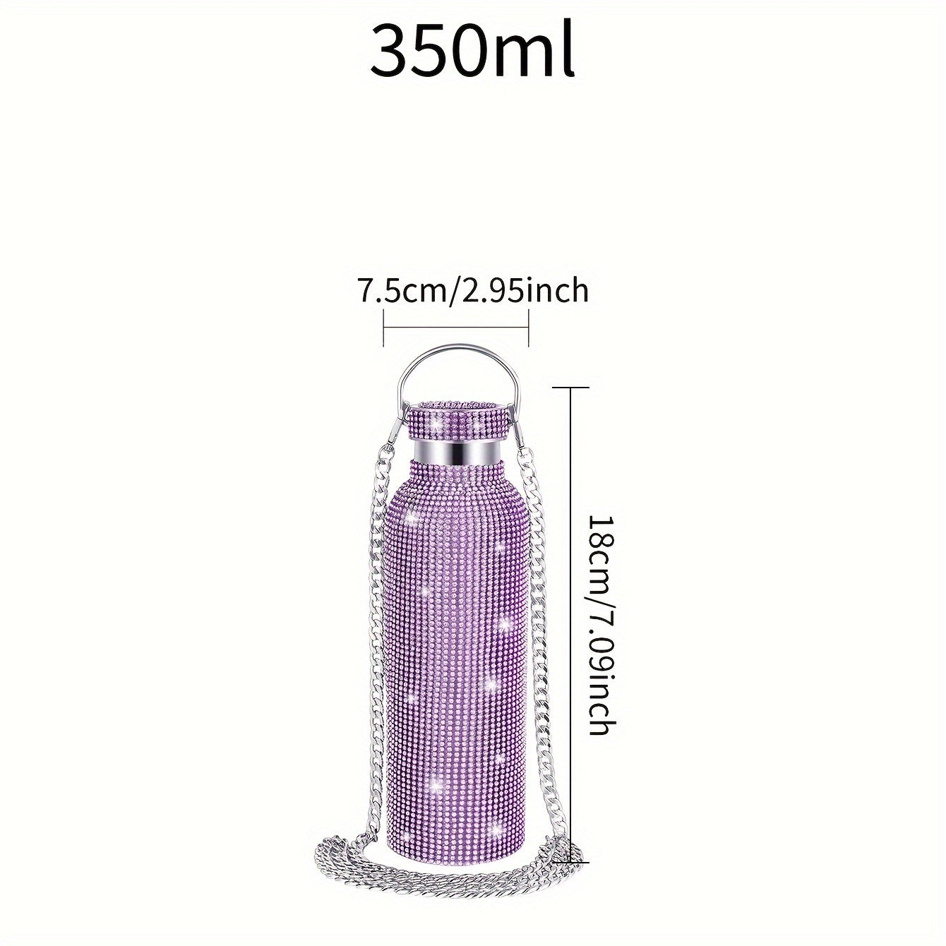 1pc, Studded Vacuum Flask, Stainless Steel Insulated Water Bottles, Shiny Glitter Rhinestone Decor Thermal Cups, For Hot And Cold Beverages, Summer Winter Drinkware, Travel Accessories, Birthday Gifts, Multiple Sizes Optional