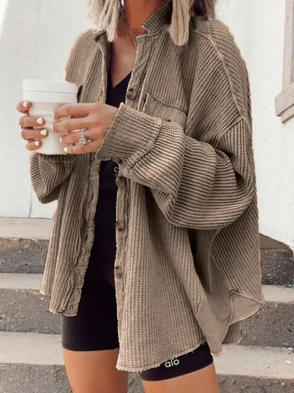 xakxx Vintage Loose Irregular Solid Color With Pockets Jackets