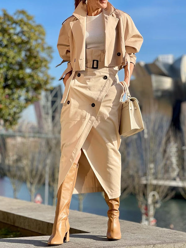 xakxx Long Sleeves Loose Split-Joint Lapel Jackets