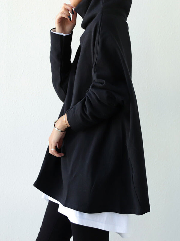 xakxx Urban Black&Gray High-Neck Long Sleeve Oversize T-Shirt